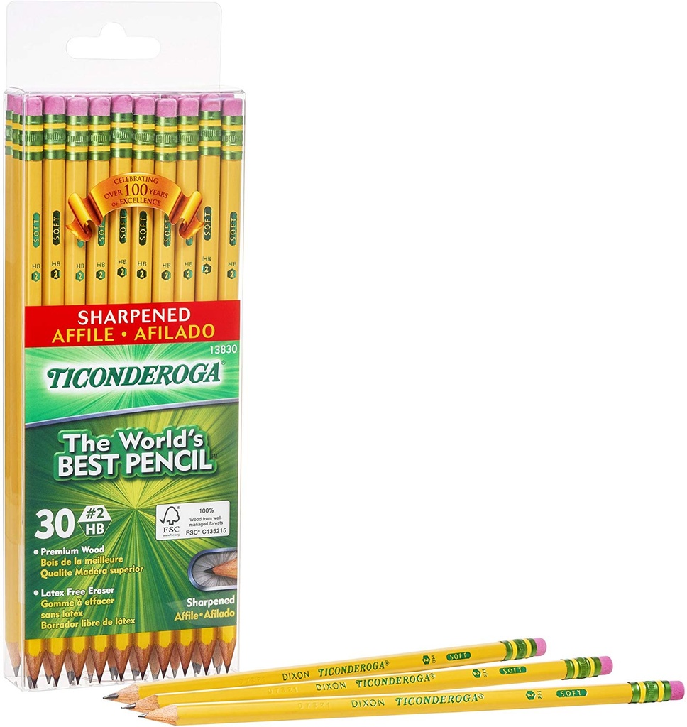 ticonderoga classic yellow no 2 pencils pre sharpened 30 ct